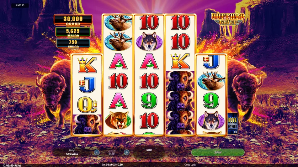 Buffalo Chief Free Games Feature with White Buffalo symbols and an active wild multiplier